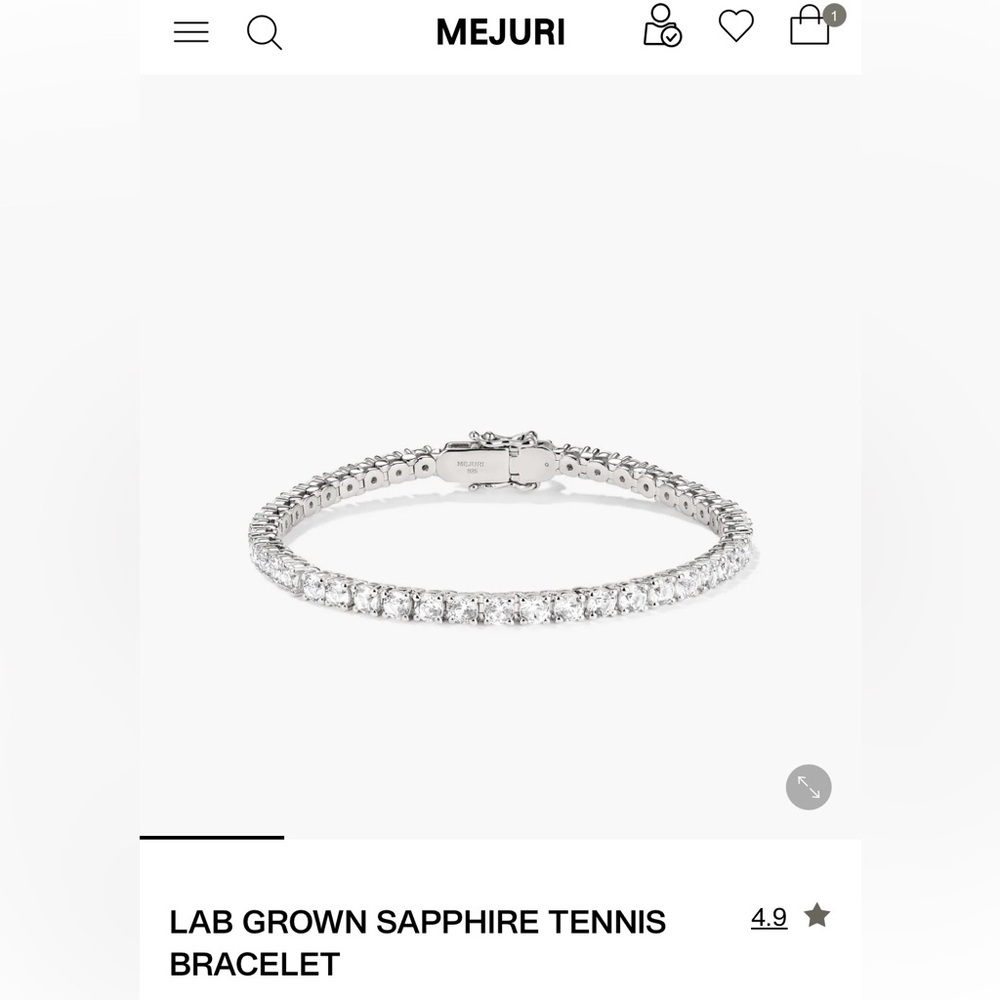 Mejuri White and Silver Lab-Grown Sapphire Tennis Bracelet